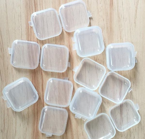 

square empty mini clear plastic storage containers boxs case with lids small box jewelry earplugs storages boxs