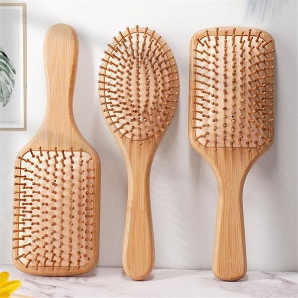 

hair brushes wooden bamboo comb detangling brush airbag massage prevent loss combs styling tools barber accessories, Silver