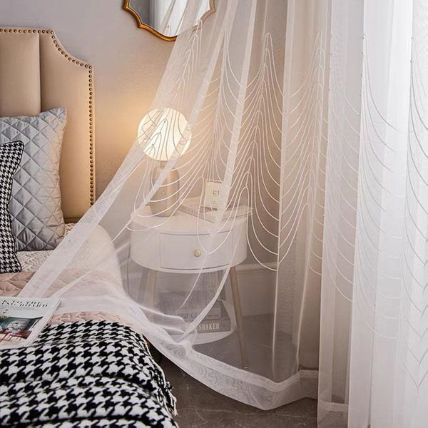 

curtain & drapes luxury white geometric bead sheer high-end american screen for living room bedroom kitchen window custom panel 4