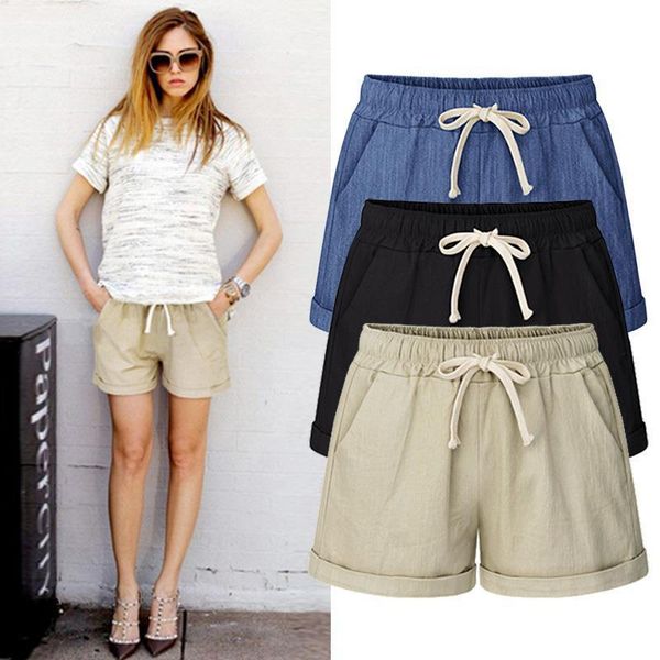 

summer denim harem big size womens shorts cotton 8 colors m 7xl, White;black