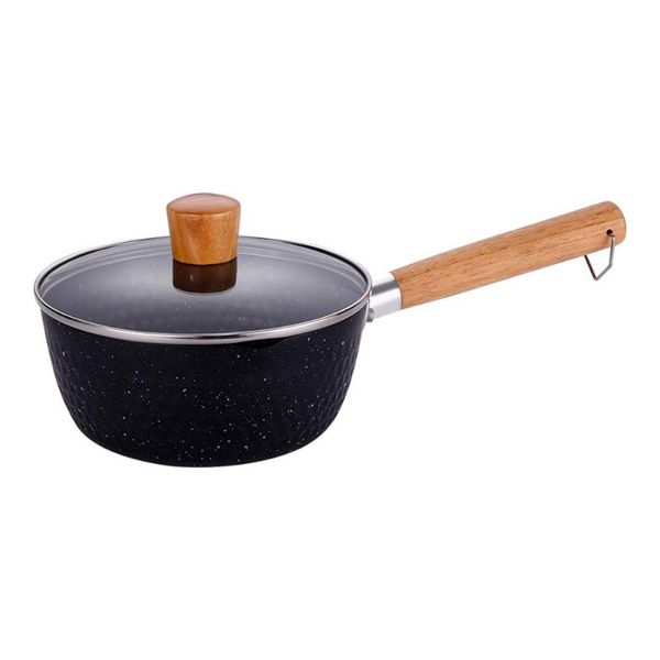

pans 1pc practical baby food pot non-stick pan stone soup stew (black)