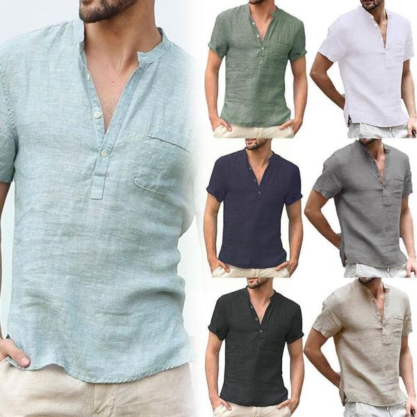 

men's t-shirts 2021 summer short-sleeved t-shirt cotton male casual and led linen shirt s-3xl breathable s3v9, White;black