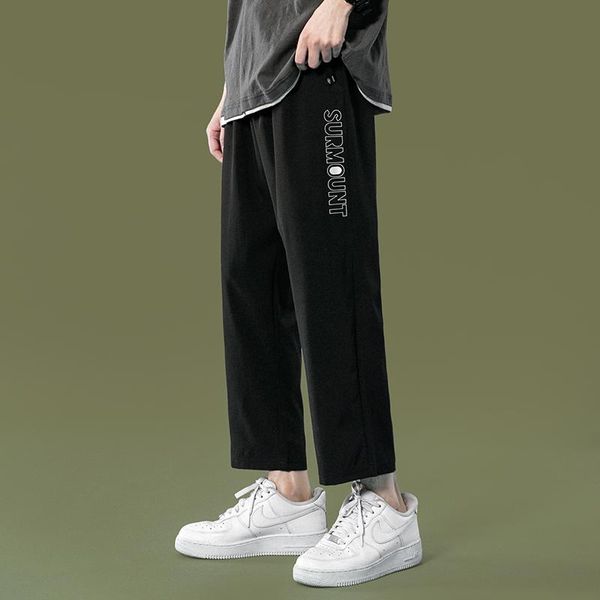 

men's pants spring and summer breathable solid color trousers fitness streetwear fashion trend quick-drying casual, Black