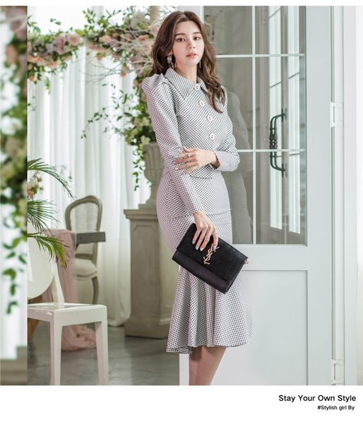 

two piece dress spring office blouse shirt sashes bodycon midi dot skirt work set split zipper suit 2lwf, White
