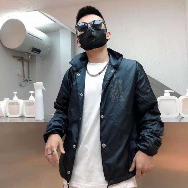 

jacket cross dark jacquard new back sanskrit crosin reflective windbreaker sunscreen coat for men and women, Black;brown