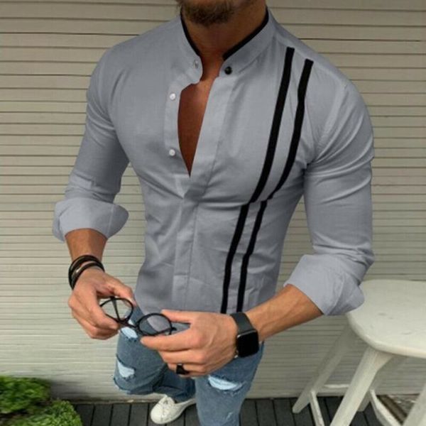 

Men's Shirts Fashion Striped Dress Shirt Long Button Down Tops Autumn Formal Slim Fit Blouse Tee Plus Size VM2S, White;black