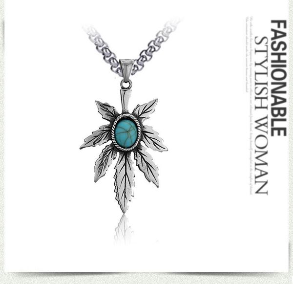 

chains european hip hop retro titanium steel necklace fashionable stainless feather pendant, Silver