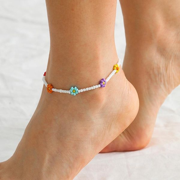 

anklets boho handmade beaded beach anklet women adjustable bracelet gifts, Red;blue