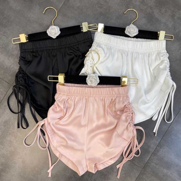 

fabpop summer design elastic high waist side drawstring slim shorts women streetwear gc002 210709, White;black