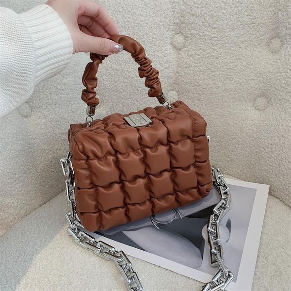 

evening bags high-quality ladies cotton-padded jacket one-shoulder box bag 2021 female chain portable fold cross-body small square
