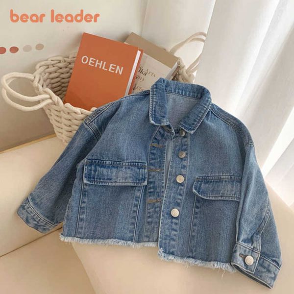 

bear leader girls casual spring coats fashion autumn kids solid color denim jackets girl baby pockets clothes korean outfits 210708, Blue;gray