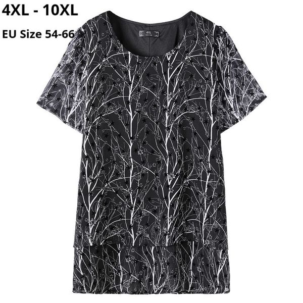 

polo plus size 10xl 9xl 8xl 4xl women short sleeves summer t-shirts femme vintage chiffon print mujers sliming t shirts feminina, White