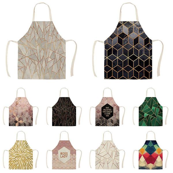

kitchen apron geometric gradient with mosaic triangle pattern sleeveless canvas aprons for men women home cleaning tools