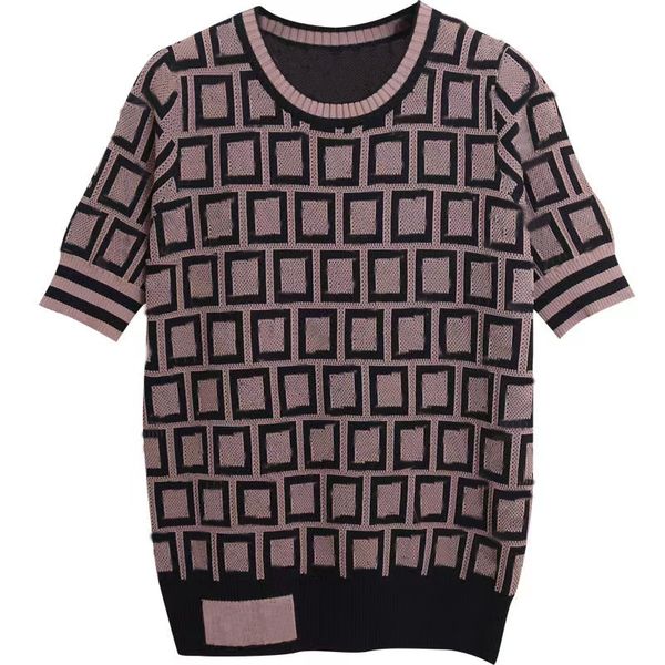 

designer retro women's knits t shirts knit weave letters pattern embroidery letter jacquard, White