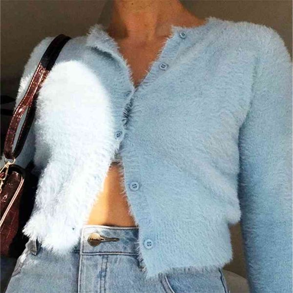 Soft Whol Lefair Mohair Camisola Mulheres Cardigans Autumn Knitted Breasted Cardigan Casaco High Street Womens Top 210508