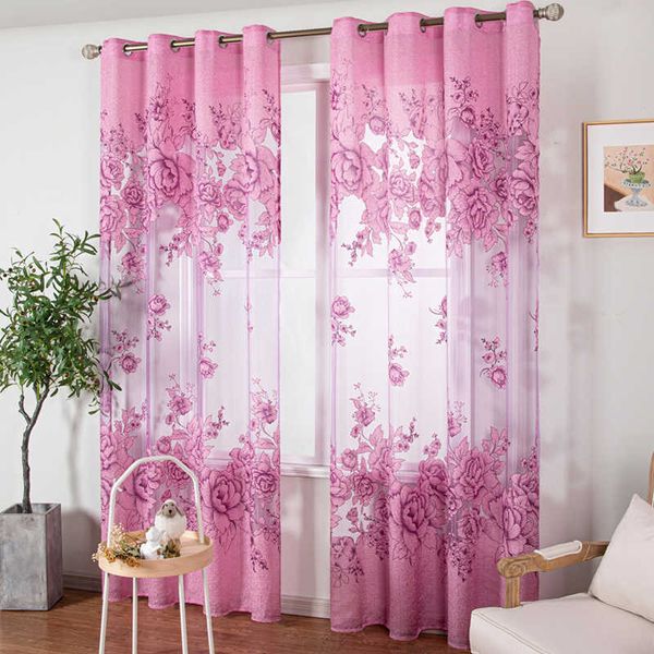 Topfinel Jacquard-Tüll-Translucidus-Vorhang, bestickter Voile, transparente Vorhänge für Wohnzimmer, Schlafzimmer, Panel-Fensterbehandlung 210712