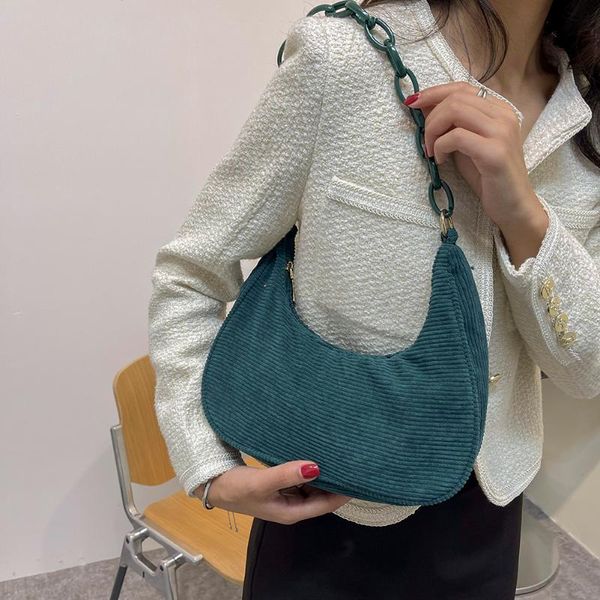 

evening bags retro women casual shoulder corduroy solid color chain small hobos underarm ladies shopping handbags