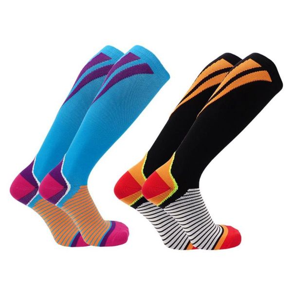 

sports socks compression stockings pressure varicose vein stocking knee high leg support stretch riding running sock, Black