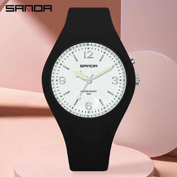 

wristwatches relogio masculino sanda simple watches men fashion sport silica gel case rubber watch quartz business wristwatch reloj hombr, Slivery;brown