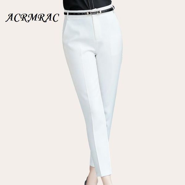 

women's pants & capris acrmrac women slim solid color ol formal suit, Black;white