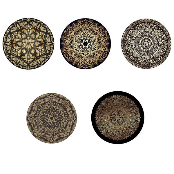 

carpets european luxurious round area rug pad vintage mandala lotus flower print bedside carpet non-slip circle floor mat m6ce