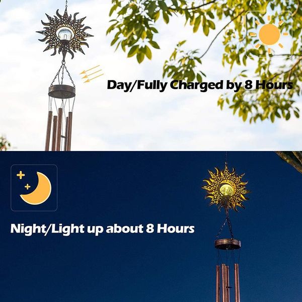 

decorative objects & figurines moon/sun crackle glass ball wind chimes led solar light moon decor for outside outdoor gardening gifts k888