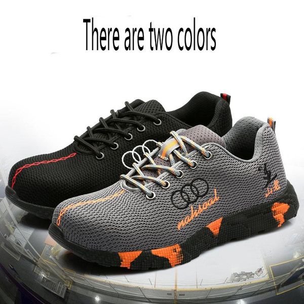 

boots men's steel head work safety shoes casual breathable outdoor sports anti-puncture comfortable industrial, Black