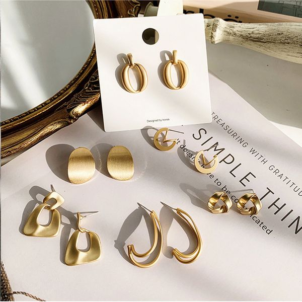 

925 silver needle metal irregular circle earrings fashion advanced sense exaggeration cold wind earrings