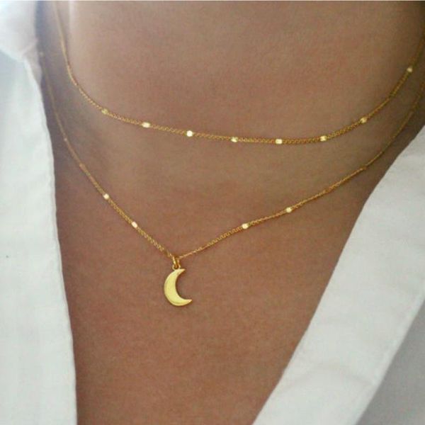 

starlit gold moon necklace, and stars star crescent dainty necklace chains, Silver