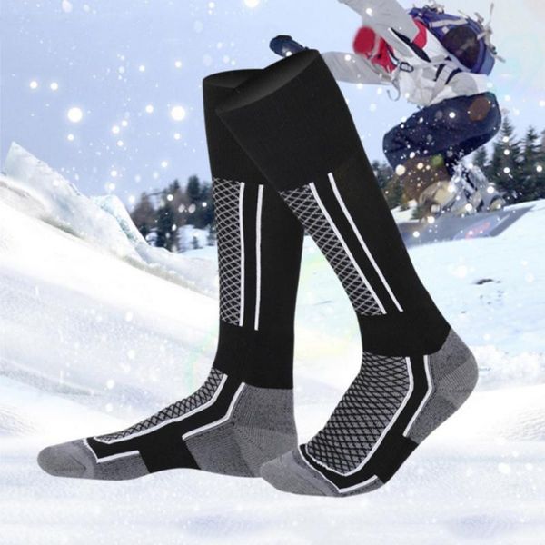 

sports socks outdoor winter men's high tube thick warm ski shoes, Black