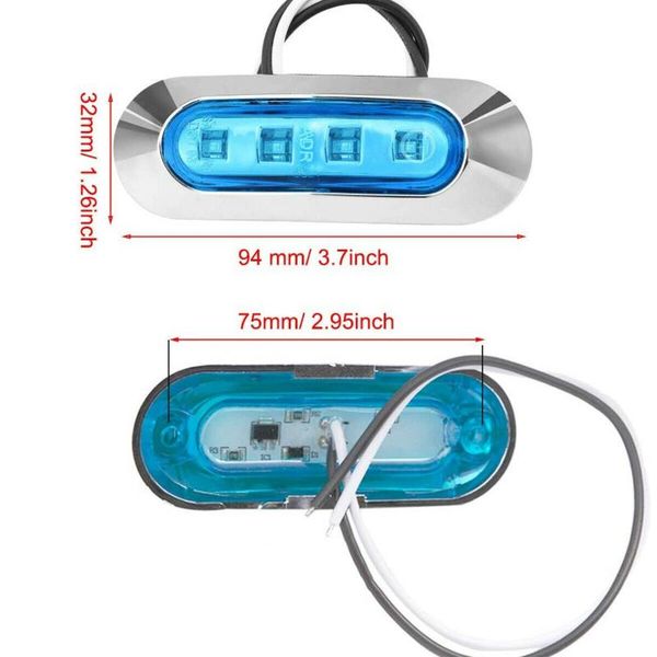

emergency lights waterproof side marker 3.8 x 1.3 0.78 in abs+ pmma light cover