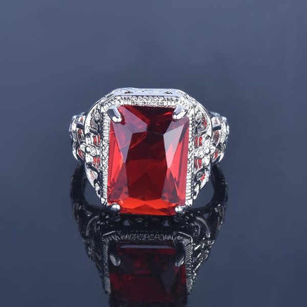 

nice red ruby amethyst gemstone rings for women men s925 silver jewelry engagement ring wholesale gift luxury cluster, Golden;silver