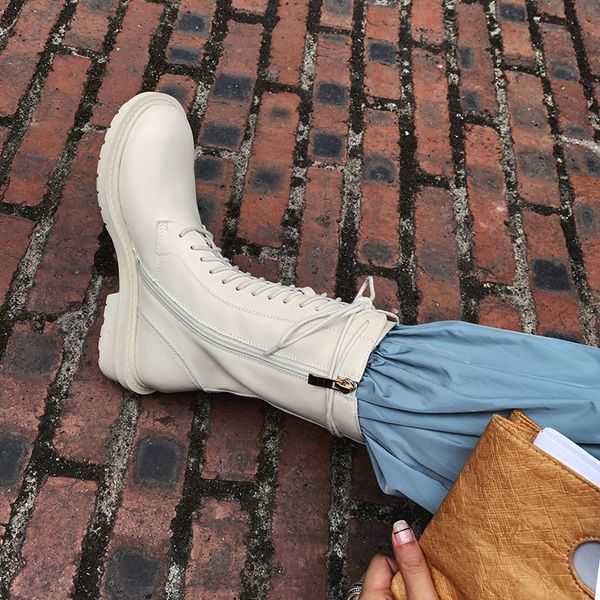 

norberg real leather women boots autumn winter mid-calf western boots short plush inside zip med (3cm-5cm) rubber 210507, Black