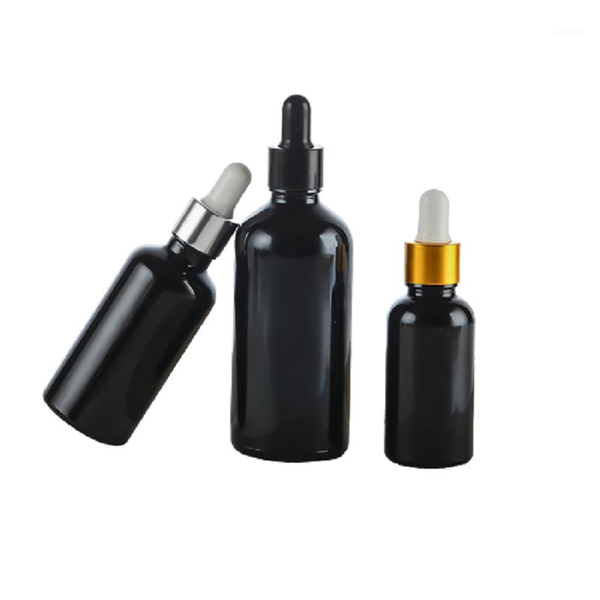 

storage bottles & jars black glass dropper bottle 10ml 15ml 20ml 30ml 50ml 100ml cosmetic packaging serum essential oil 15pcs/lot