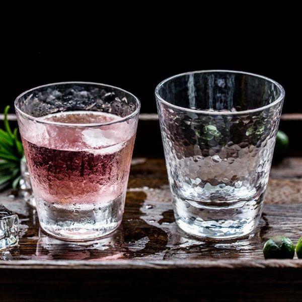 

wine glasses 280ml hammered transparent glass cup high-end household heat-resistant juice japanese short large