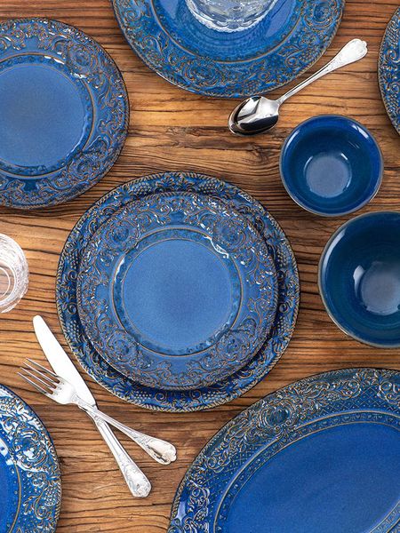 

dishes & plates royal caserta series ceramic plate set nordic restaurant emboss steak dessert 16 inch large oval dinner