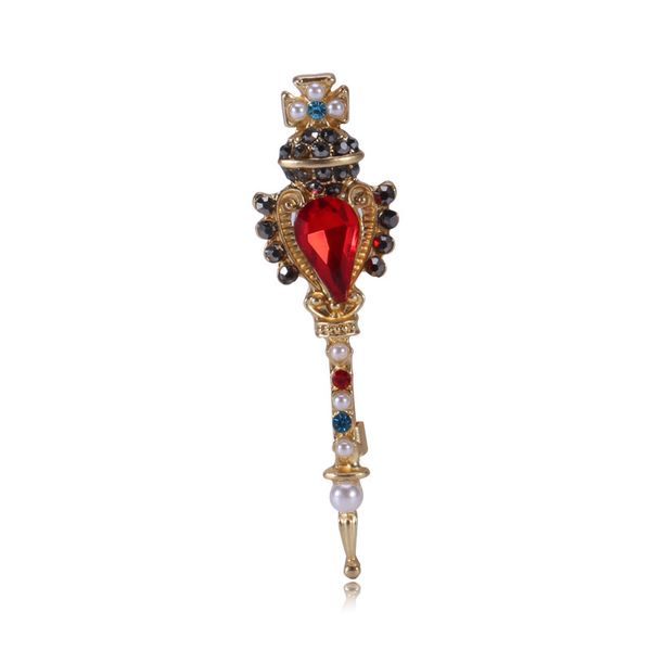

factory fashion baroque crown red crystal magic wand accessories pin brooch christmas