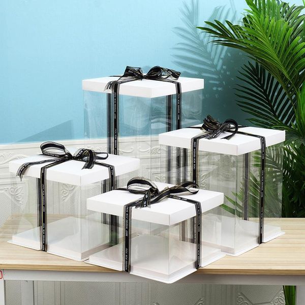 

gift wrap large transparent cake box pvc clear packaging for birthday wedding dessert toy present rose teddy bear