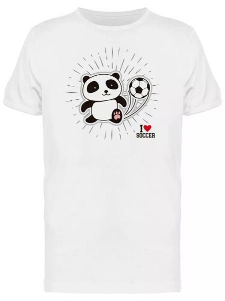 

panda kicking ball soccer men's tee -image by shutterstock, White;black