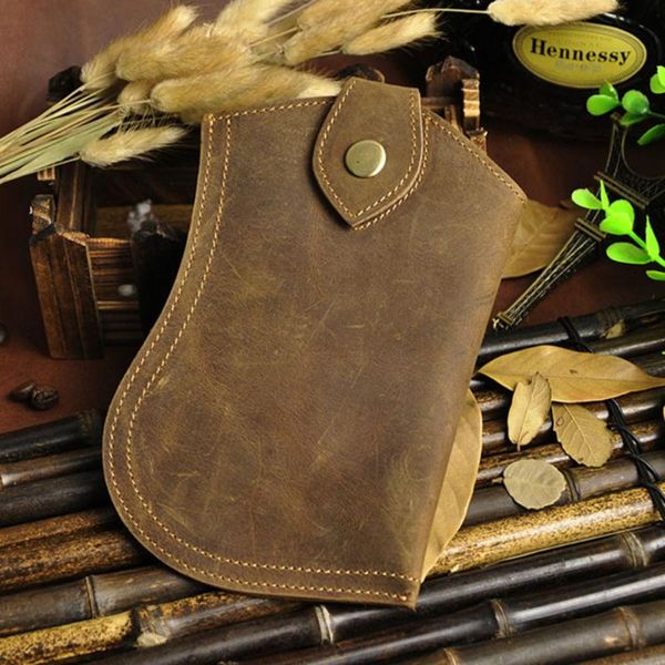 

waist bags genuine leather belt cell/mobile phone case cover skin bag vintage thin men fanny pack
