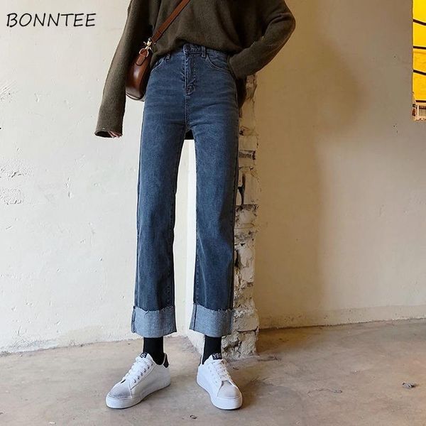 

jeans women spring 2021 est blue denim trousers streetwear daily full length bleached washed leisure teens high waist women's