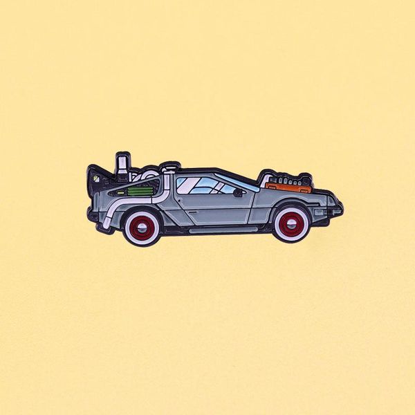 

pins, brooches delorean sports car enamel pins a family travels with metal men women fashion jewelry gifts hat bag lapel badges, Gray