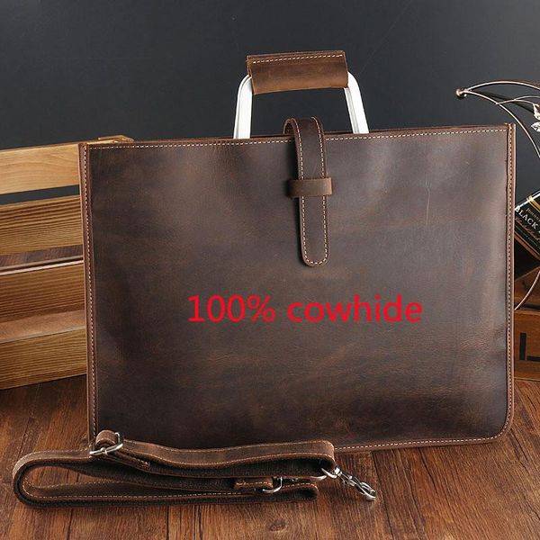 

briefcases crazy horse leather men's retro business briefcase layer cowhide and women's single-shoulder messenger document bag