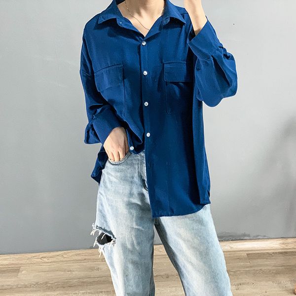 

women's blouses & shirts left self--- loose shirt with long female sleeve, korean style lazy autumn and spring style, bat light solid c, White