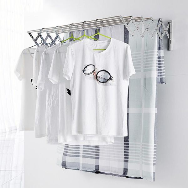 

laundry bags clothes hanger space saver rack stainless steel wall mounted folding drying hangers for