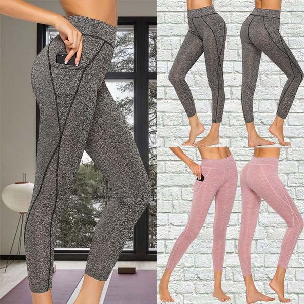 

yoga outfit 2021 women black leggings pants srtriped printed gym slim fitness high waist workout