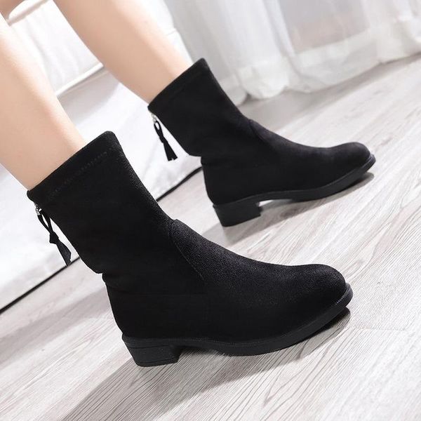 

winter mid-tube boots female student fashion women trendy comfortable, Black