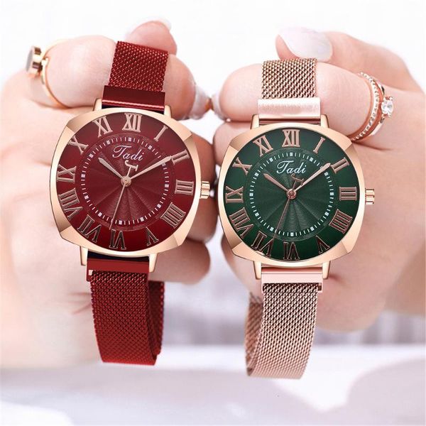 

wristwatches 2021 women magnet buckle roma watches luxury ladies classic quartz analog for gift clock, Slivery;brown