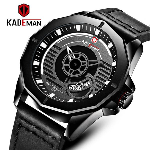 

wristwatches 805 kademan casual sport watches for men black leather wrist watch man clock fashion chronograph wristwatch, Slivery;brown