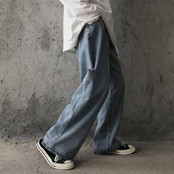 

women's jeans vintage ripped woman high waist loose wide leg for women plus size mom ladies denim jean femme, Blue